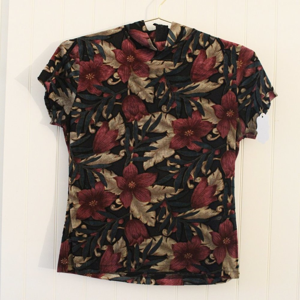 Frazier Lawrence ✤ 90s Sheer Floral Velvet Blouse